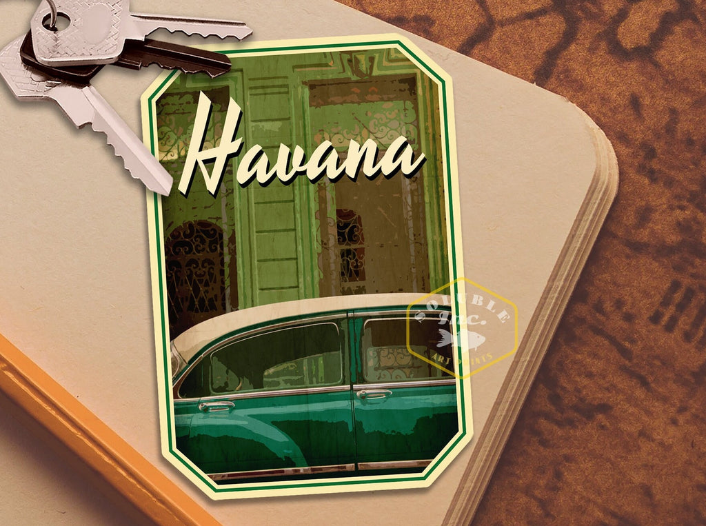Havana Travel Sticker: Vintage-Style Luggage Decal
