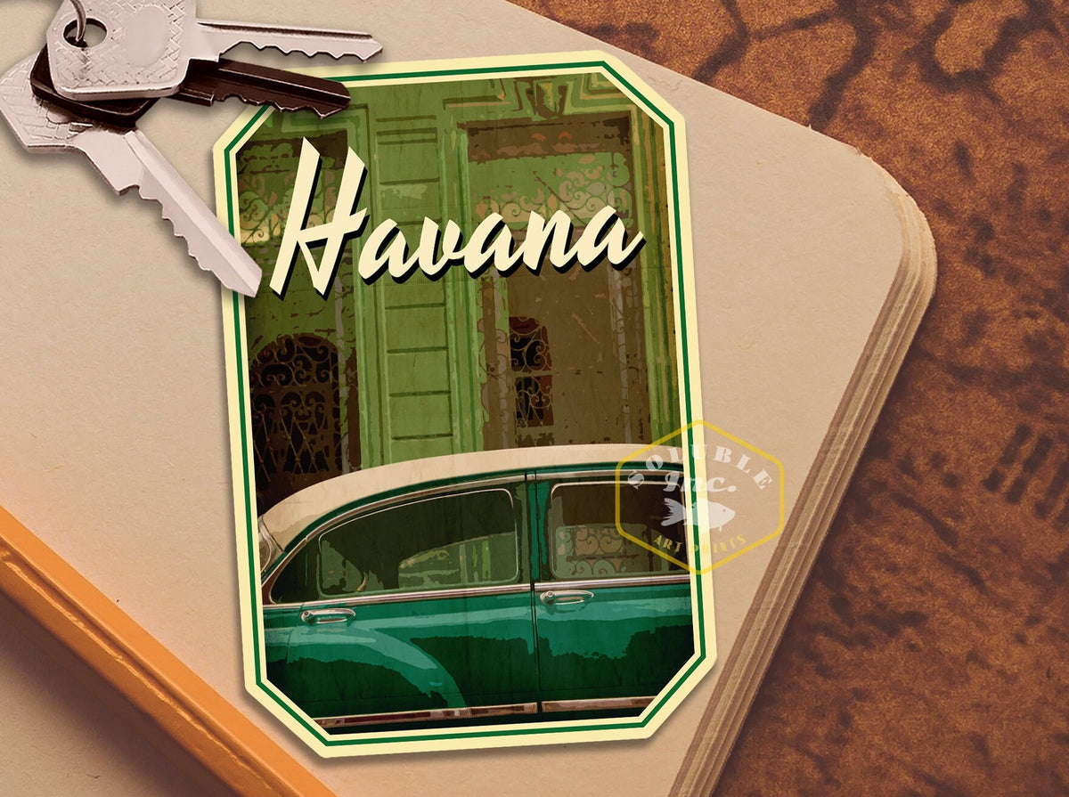 Havana Travel Sticker: Vintage-Style Luggage Decal