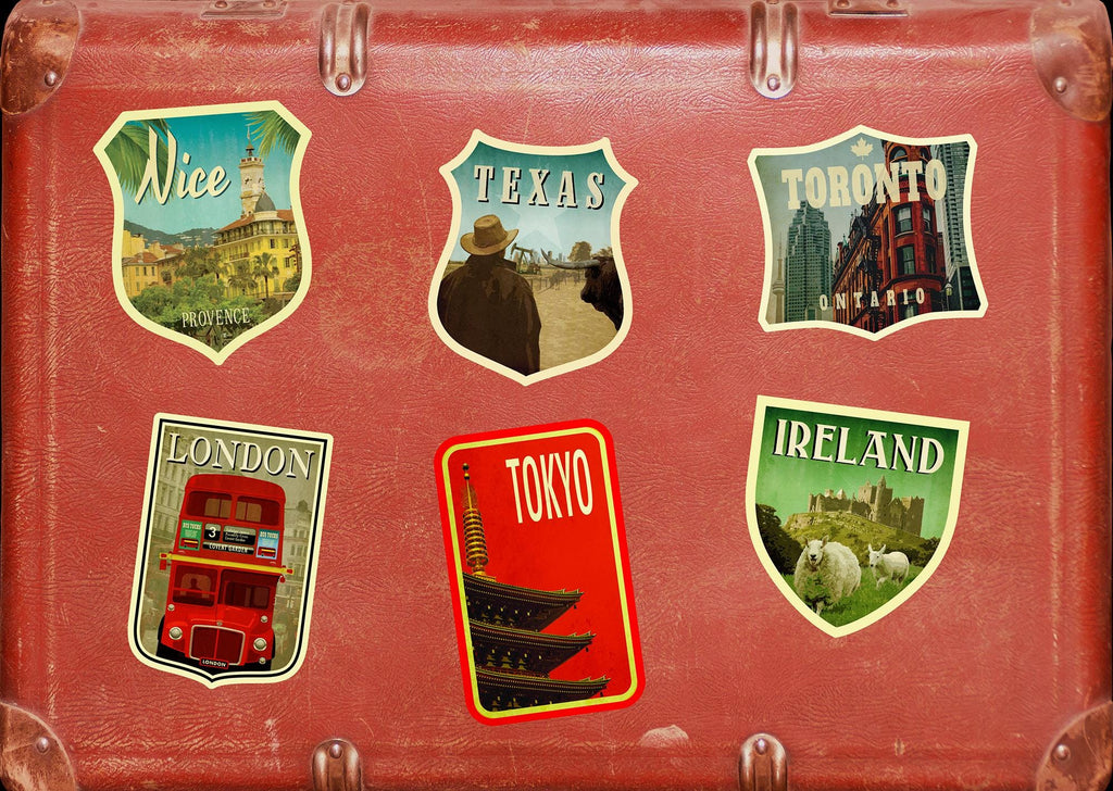 Texas travel sticker, vintage style decal for suitcase, luggage, laptop or water bottle