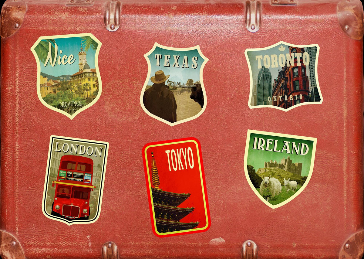 Texas travel sticker, vintage style decal for suitcase, luggage, laptop or water bottle