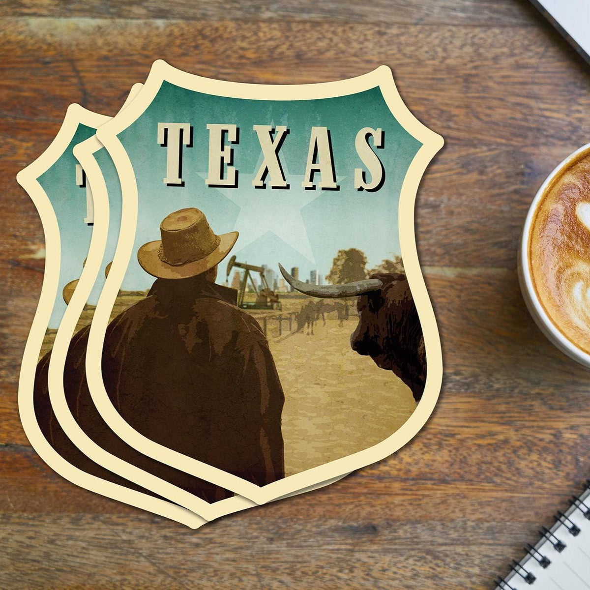 Texas travel sticker, vintage style decal for suitcase, luggage, laptop or water bottle