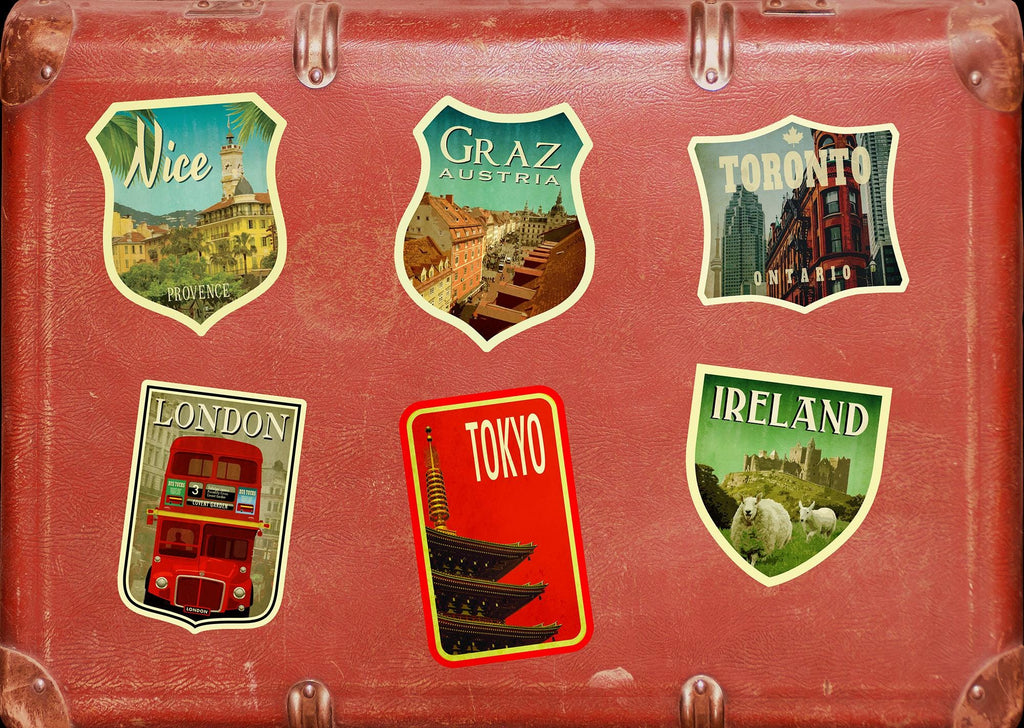Graz Austria Travel Sticker: Vintage Suitcase Luggage Decal