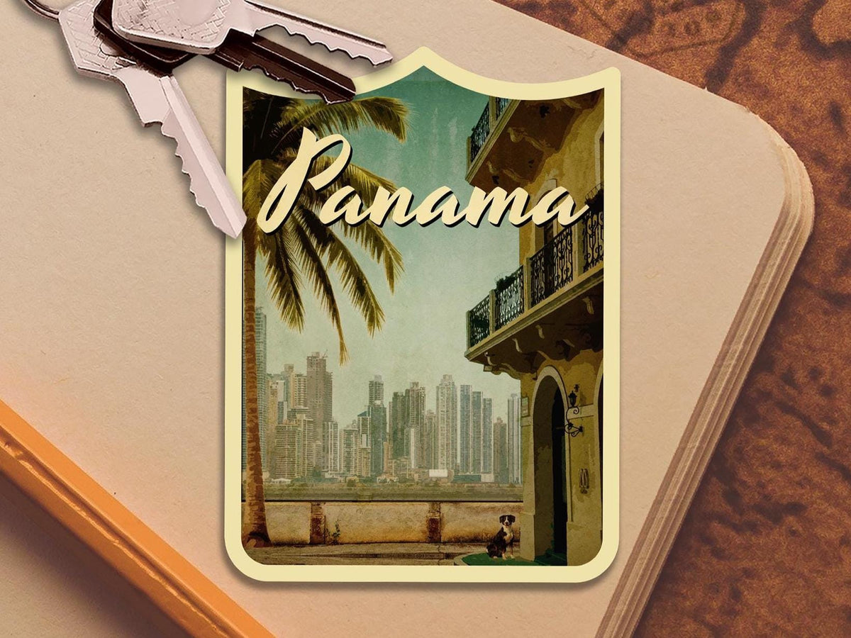 Panama travel sticker, vintage style decal for suitcase, luggage, laptop or water bottle