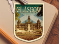 Glasgow Scotland Travel Sticker: Vintage-Style Luggage Decal