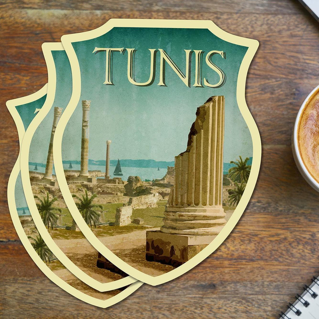 Tunis, Tunisia travel sticker, vintage style decal for suitcase, luggage, laptop or water bottle