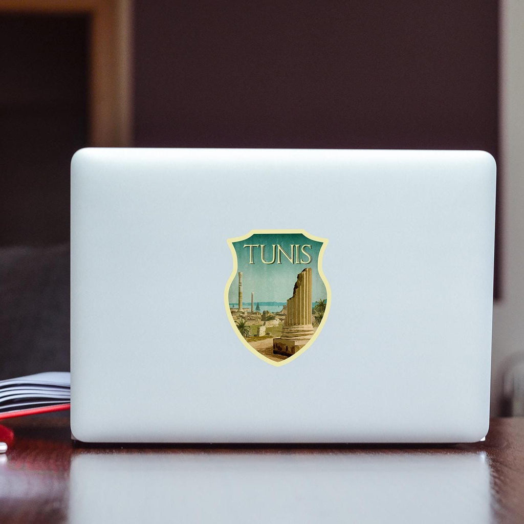 Tunis, Tunisia travel sticker, vintage style decal for suitcase, luggage, laptop or water bottle
