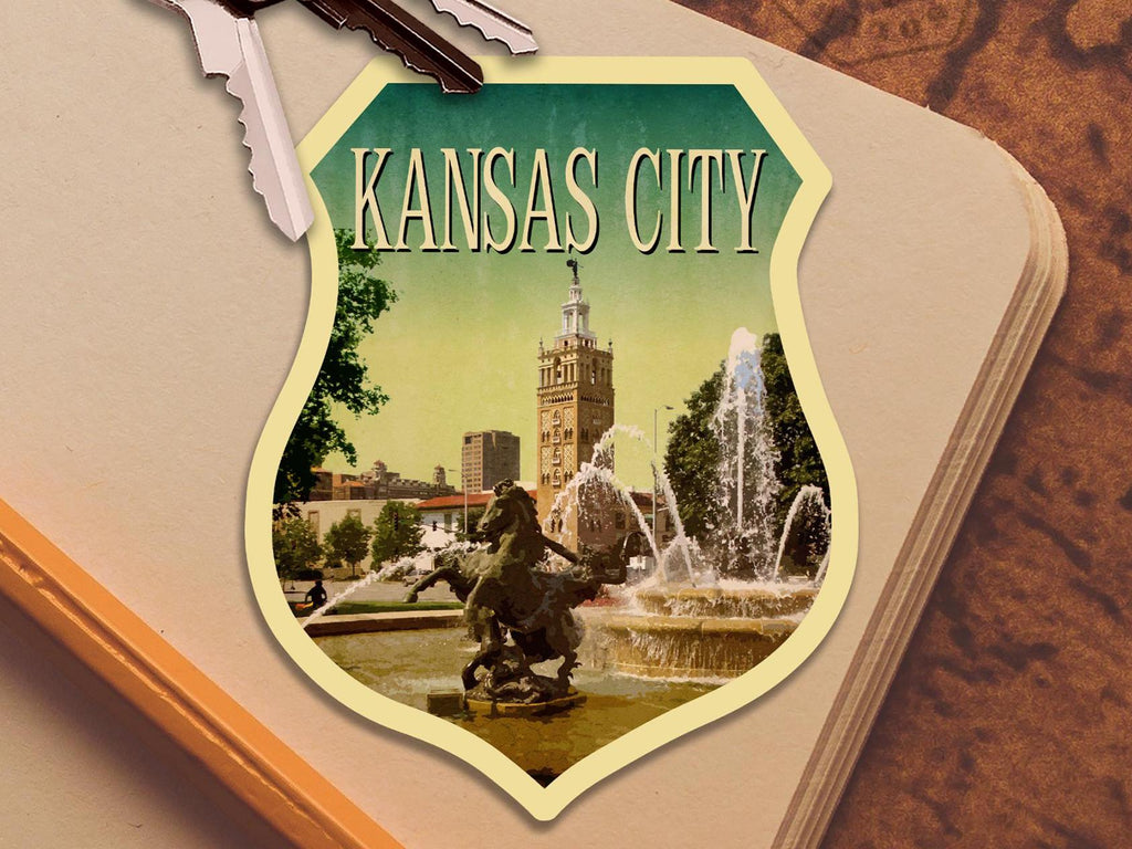 Kansas City travel sticker, vintage style decal for suitcase, luggage, laptop or water bottle