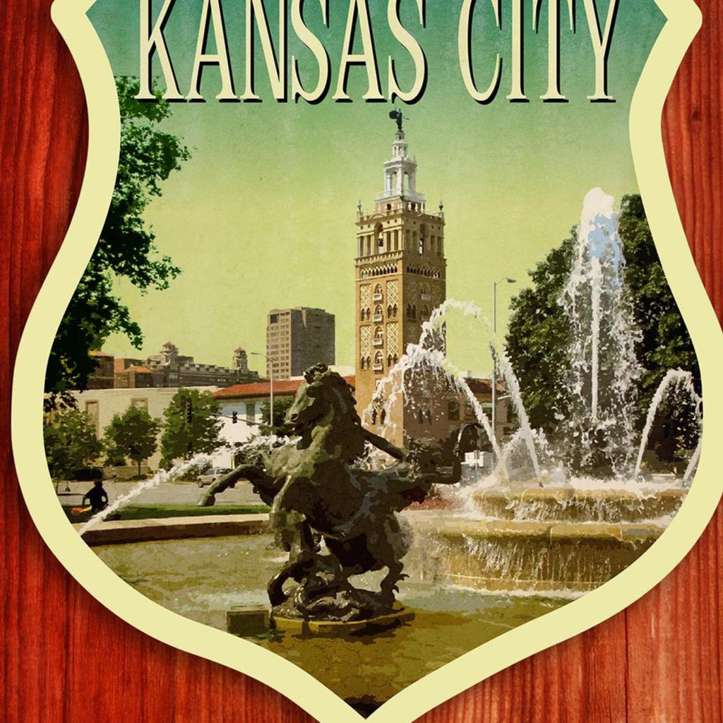 Kansas City travel sticker, vintage style decal for suitcase, luggage, laptop or water bottle