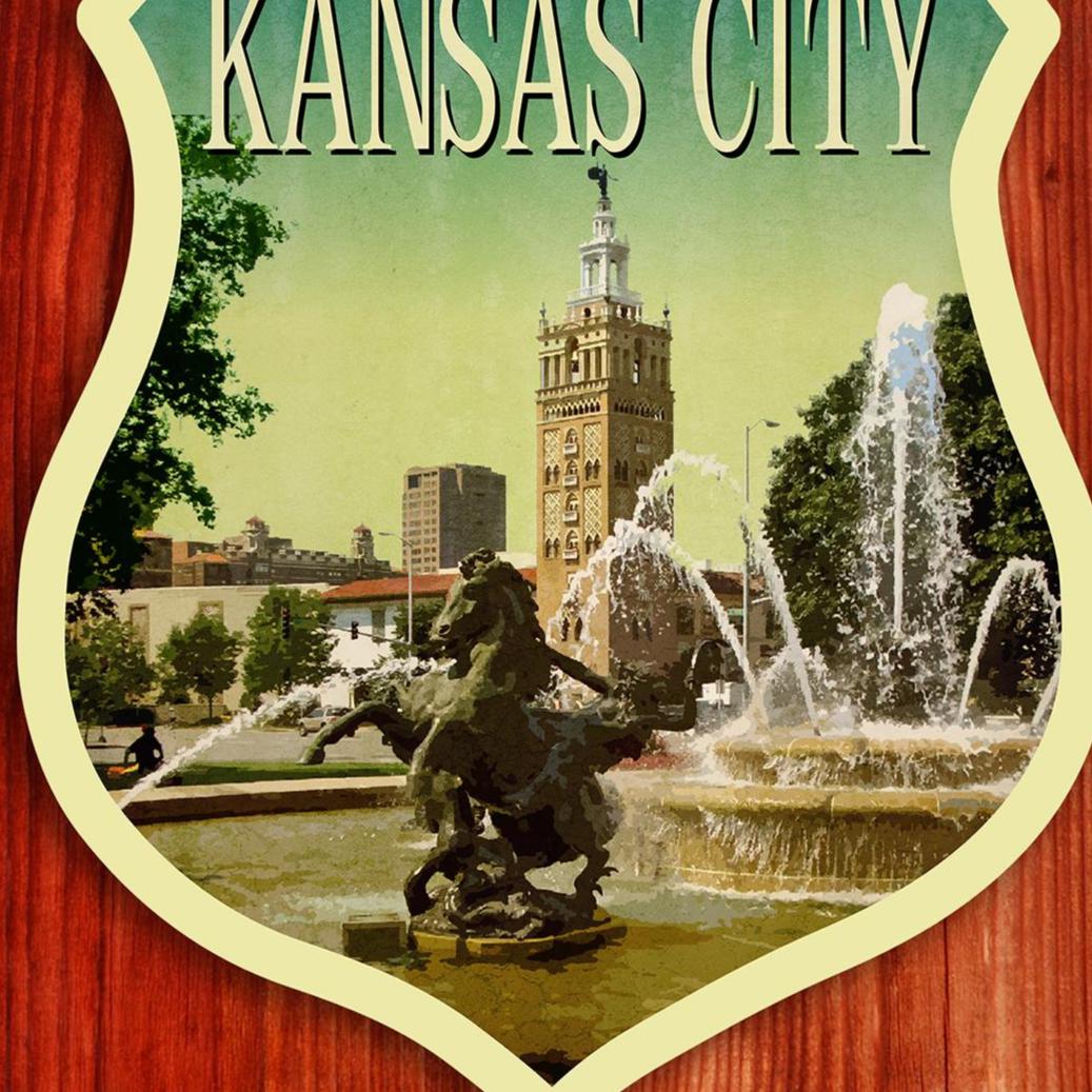 Kansas City travel sticker, vintage style decal for suitcase, luggage, laptop or water bottle