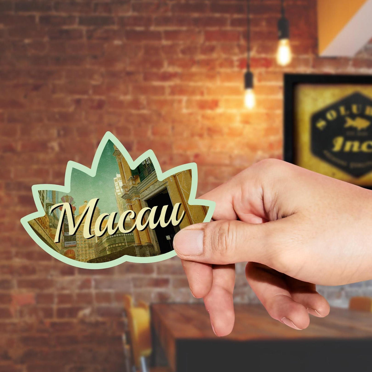 Macau travel sticker, vintage style decal for suitcase, luggage, laptop or water bottle