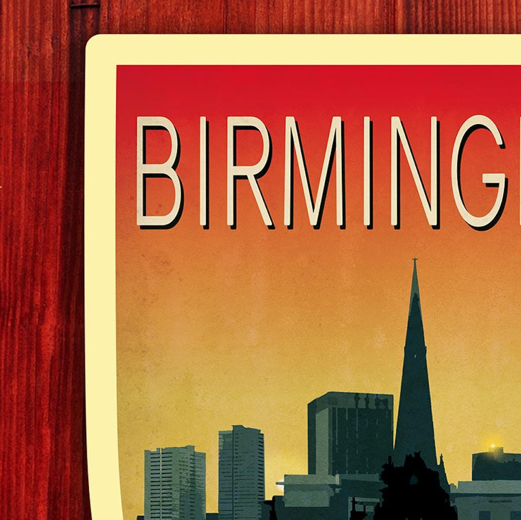 Birmingham England Travel Sticker: Vintage-Style Luggage Decal