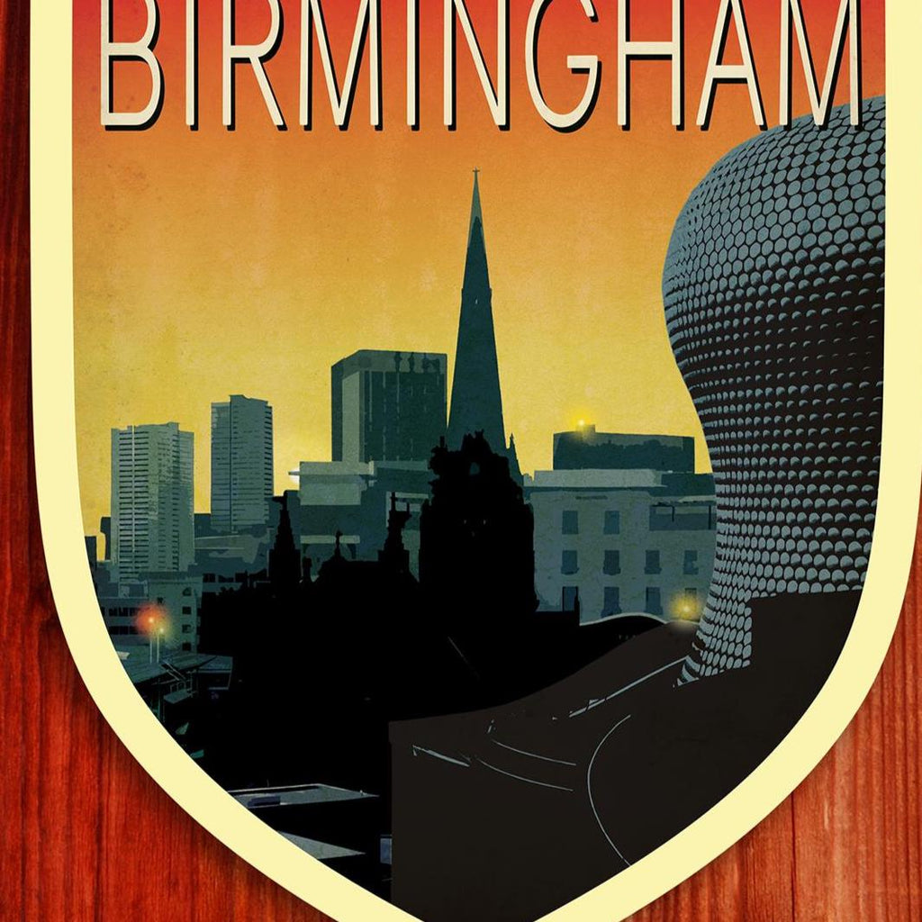 Birmingham England Travel Sticker: Vintage-Style Luggage Decal