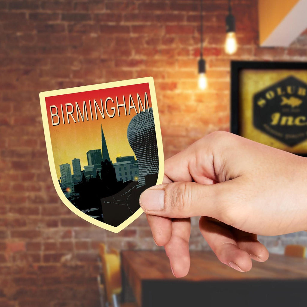 Birmingham England Travel Sticker: Vintage-Style Luggage Decal