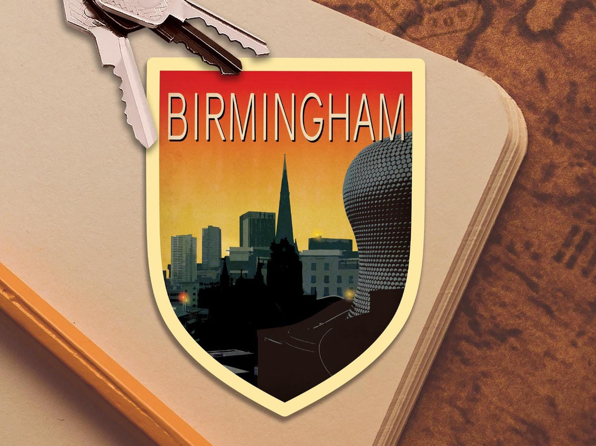 Birmingham England Travel Sticker: Vintage-Style Luggage Decal