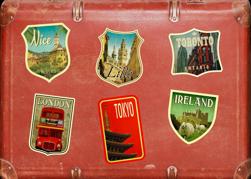 Lille France Travel Sticker: Vintage Suitcase Luggage Decal