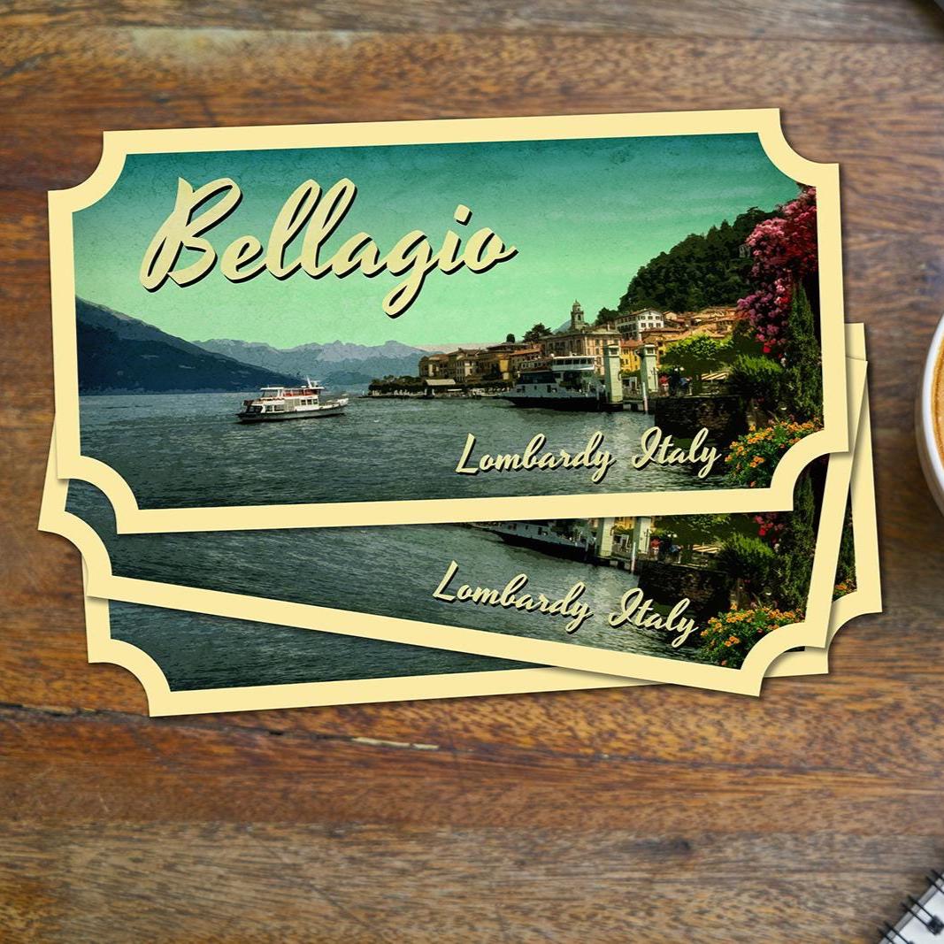 Bellagio Italy Travel Sticker: Vintage Lake Como Luggage Decal