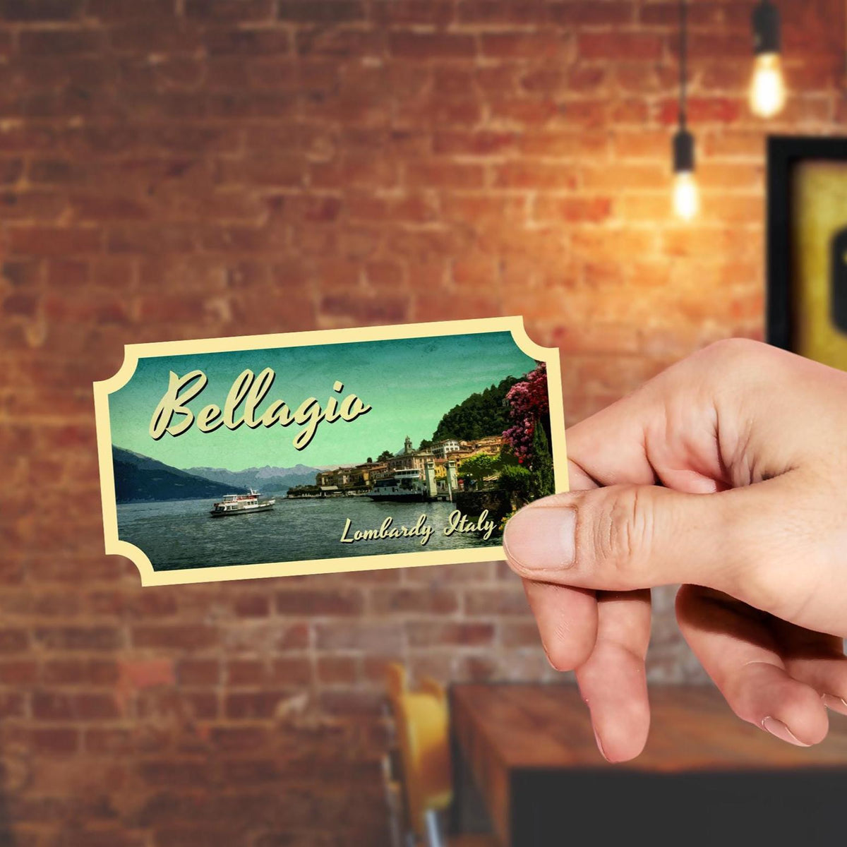 Bellagio Italy Travel Sticker: Vintage Lake Como Luggage Decal