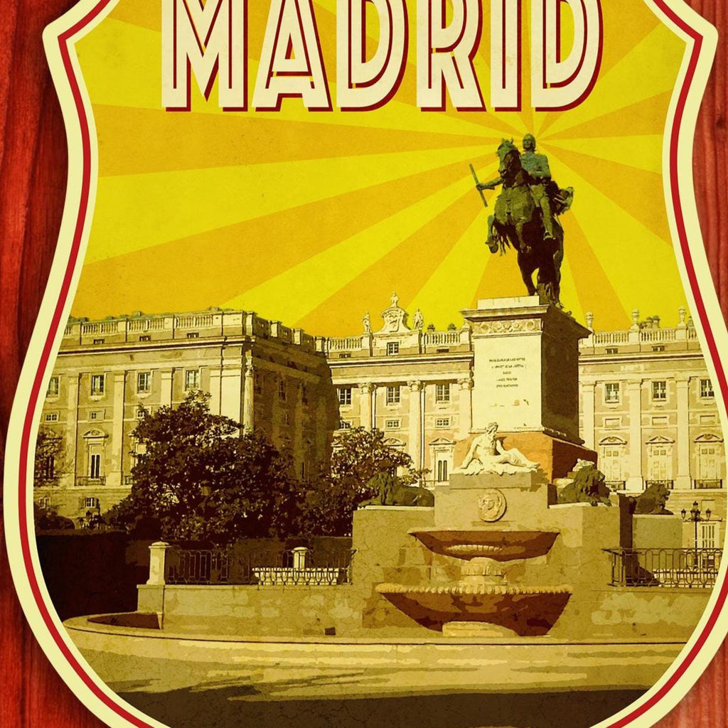 Madrid Spain Travel Sticker: Vintage-Style Luggage Decal