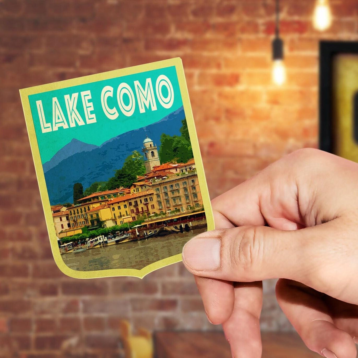 Lake Como Italy Travel Sticker: Vintage-Style Luggage Decal