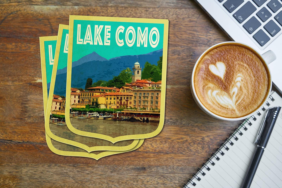 Lake Como Italy Travel Sticker: Vintage-Style Luggage Decal