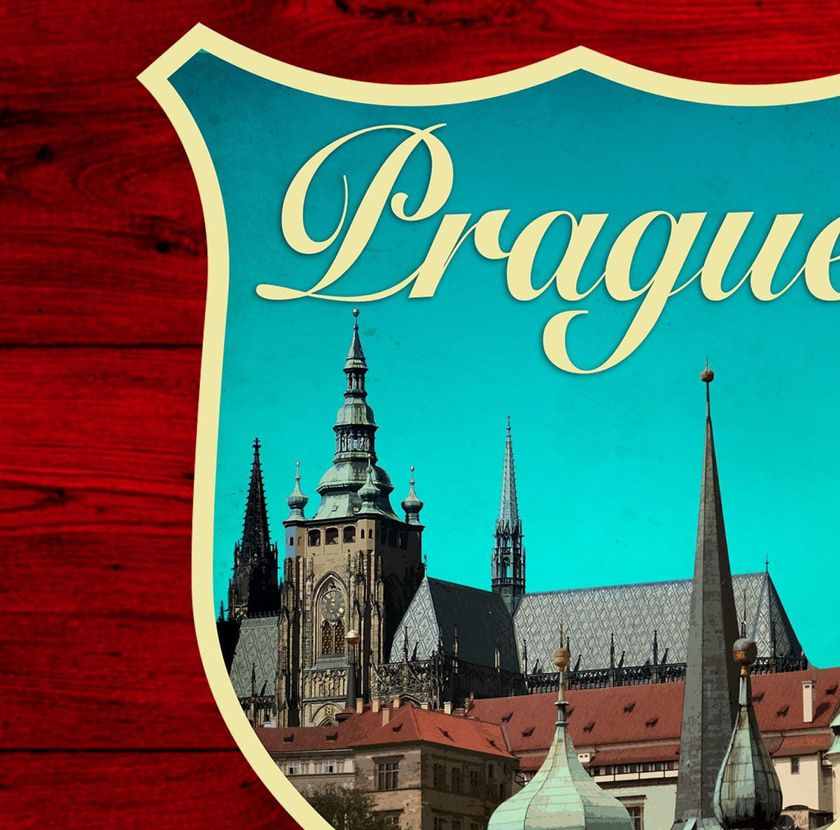 Prague Travel Sticker: Vintage-Style Luggage Decal