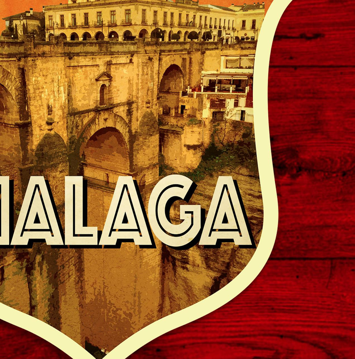 Malaga Spain Travel Sticker: Vintage-Style Luggage Decal