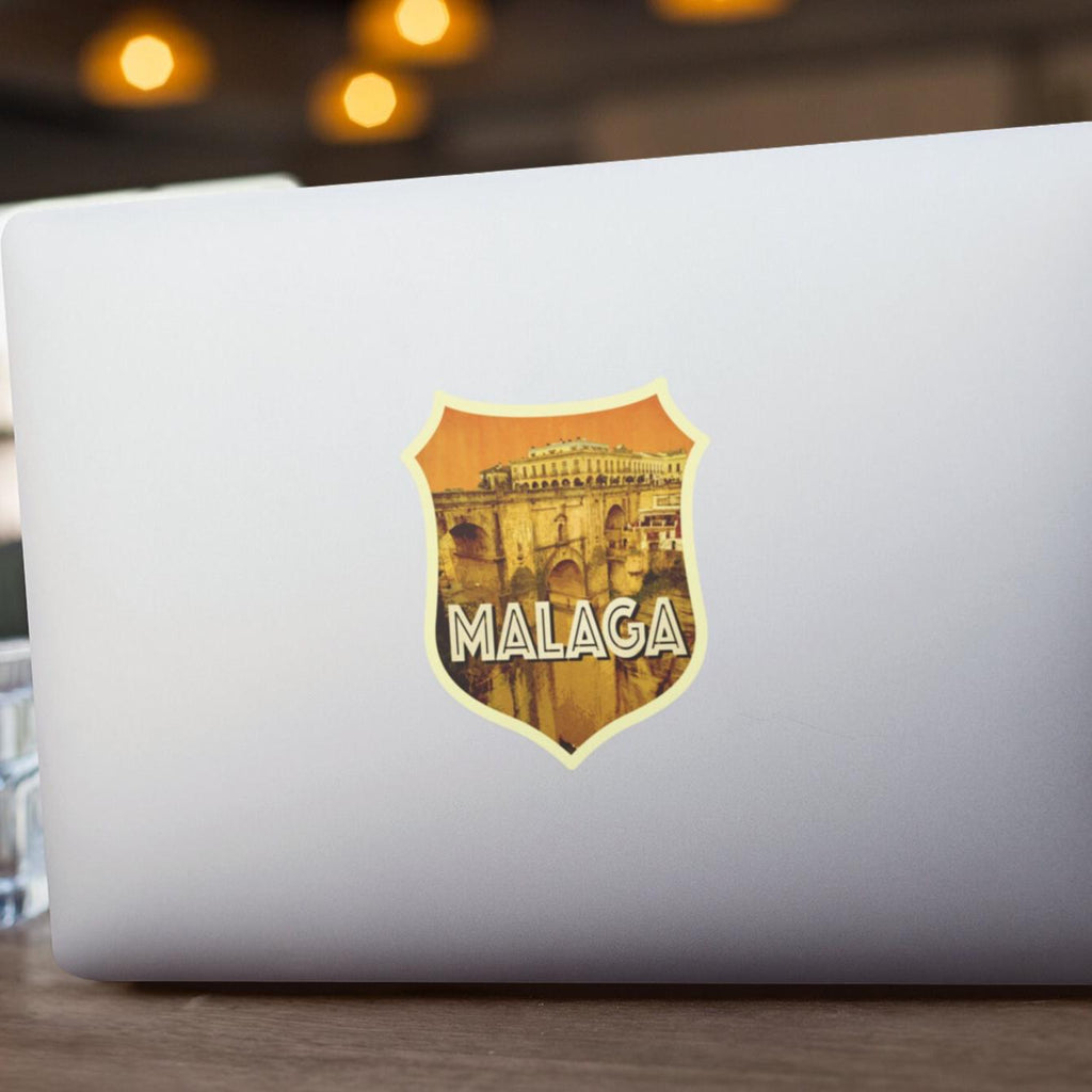Malaga Spain Travel Sticker: Vintage-Style Luggage Decal
