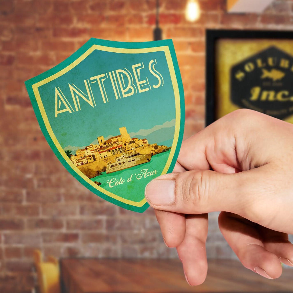 Antibes Travel Sticker: Vintage-Style Luggage Decal