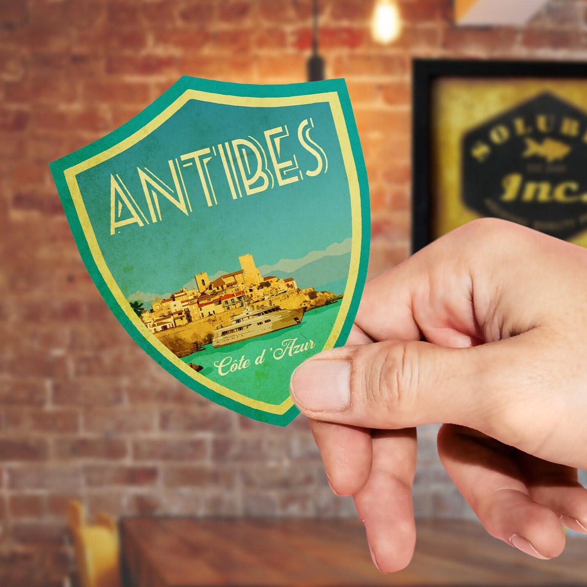 Antibes Travel Sticker: Vintage-Style Luggage Decal