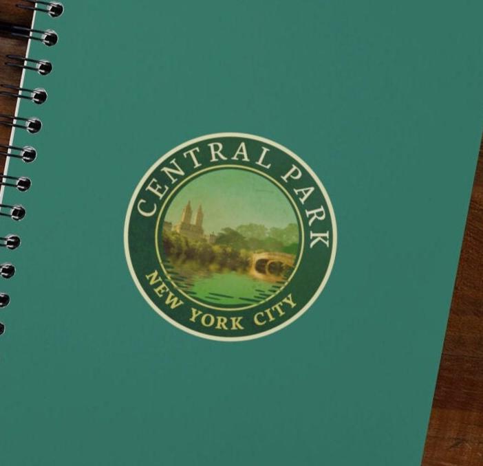Central Park Travel Sticker: Vintage-style New York Suitcase Decal