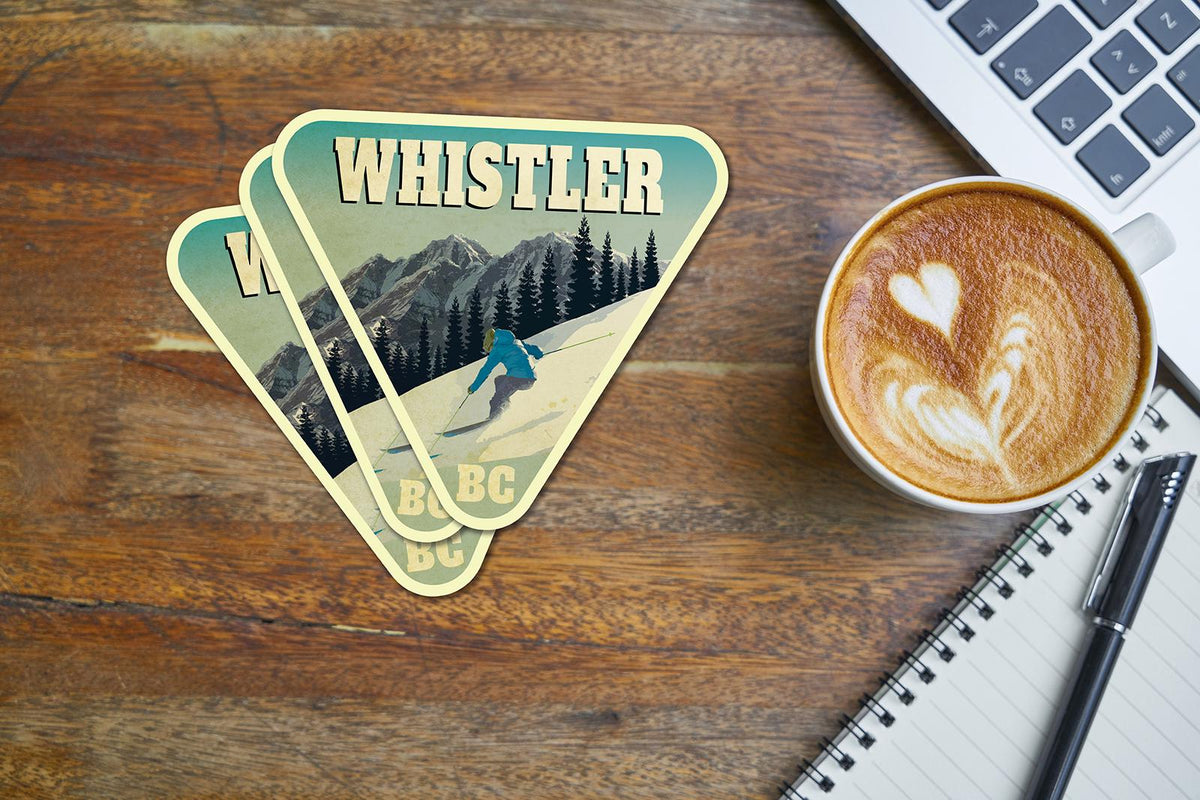 Whistler Canada travel sticker, vintage style decal for suitcase, luggage, laptop or water bottle