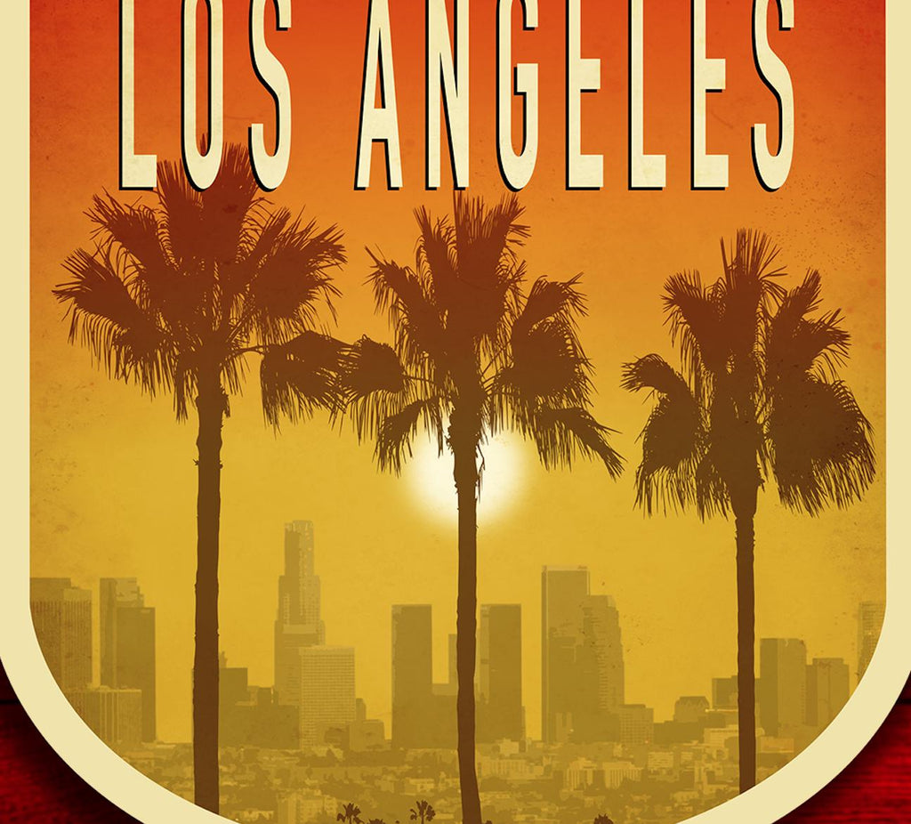 Los Angeles travel sticker, vintage style decal for suitcase, luggage, laptop or water bottle