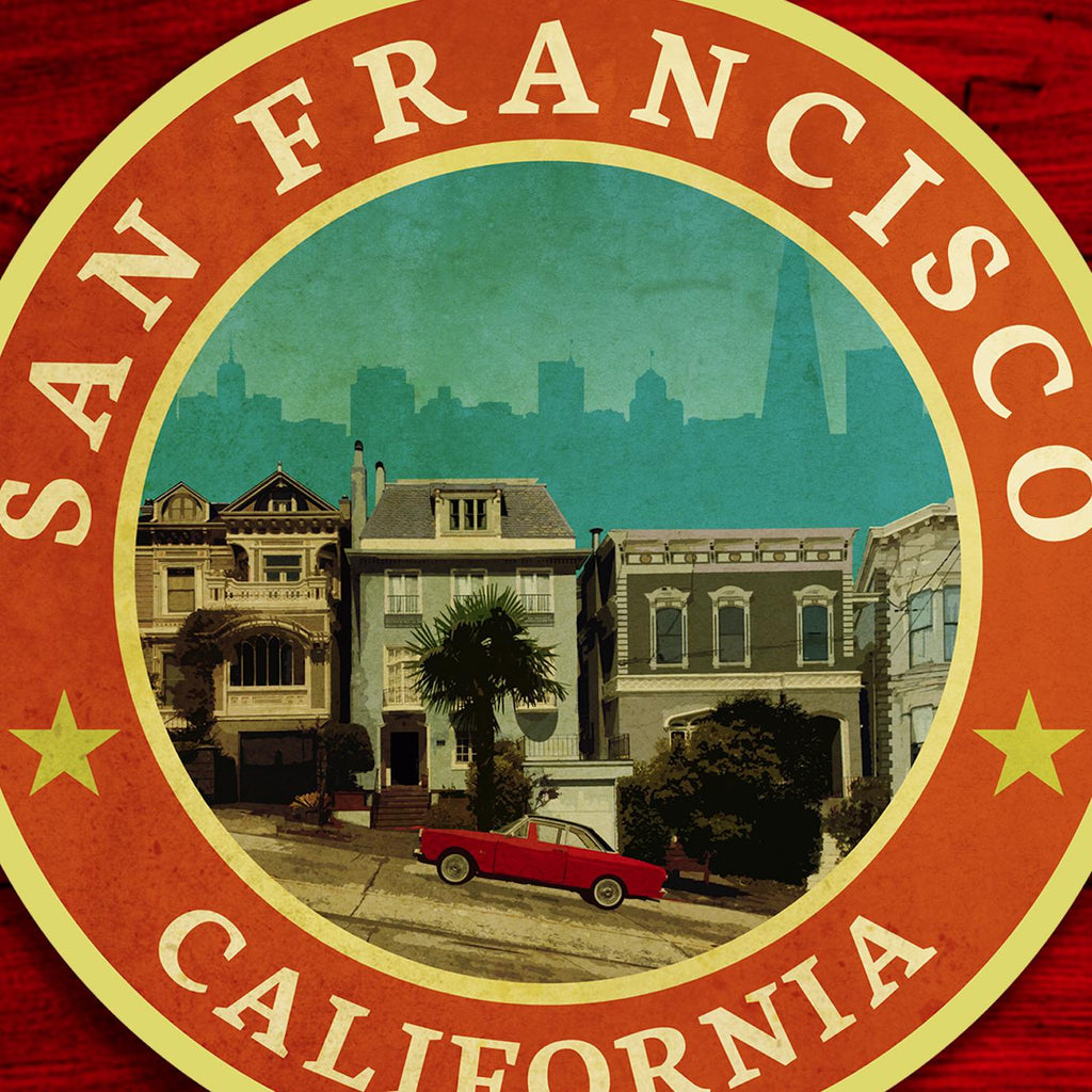 San Francisco travel sticker, vintage style decal for suitcase, luggage, laptop or water bottle