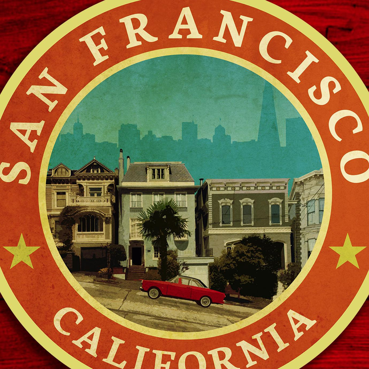 San Francisco travel sticker, vintage style decal for suitcase, luggage, laptop or water bottle
