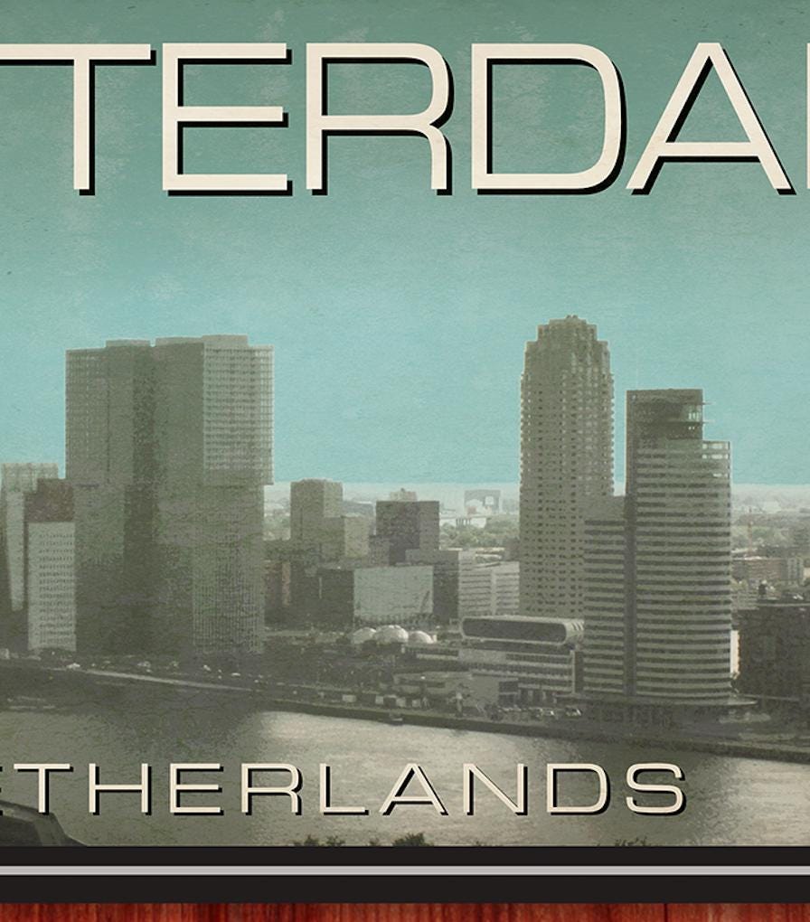 Rotterdam Travel Sticker: Vintage-Style Luggage Decal