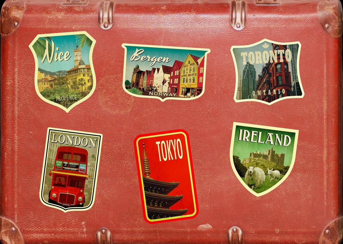 Bergen Norway Travel Sticker: Vintage-Style Luggage Decal