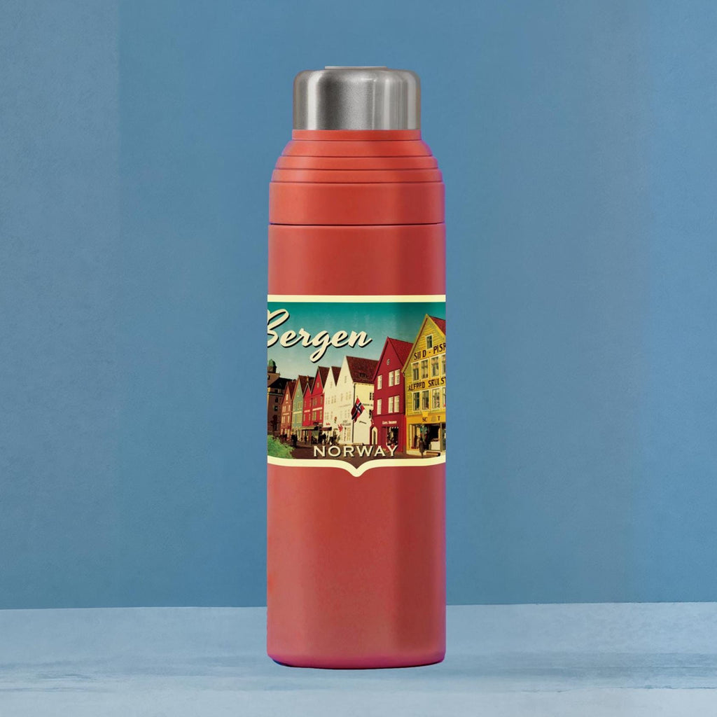 Bergen Norway Travel Sticker: Vintage-Style Luggage Decal