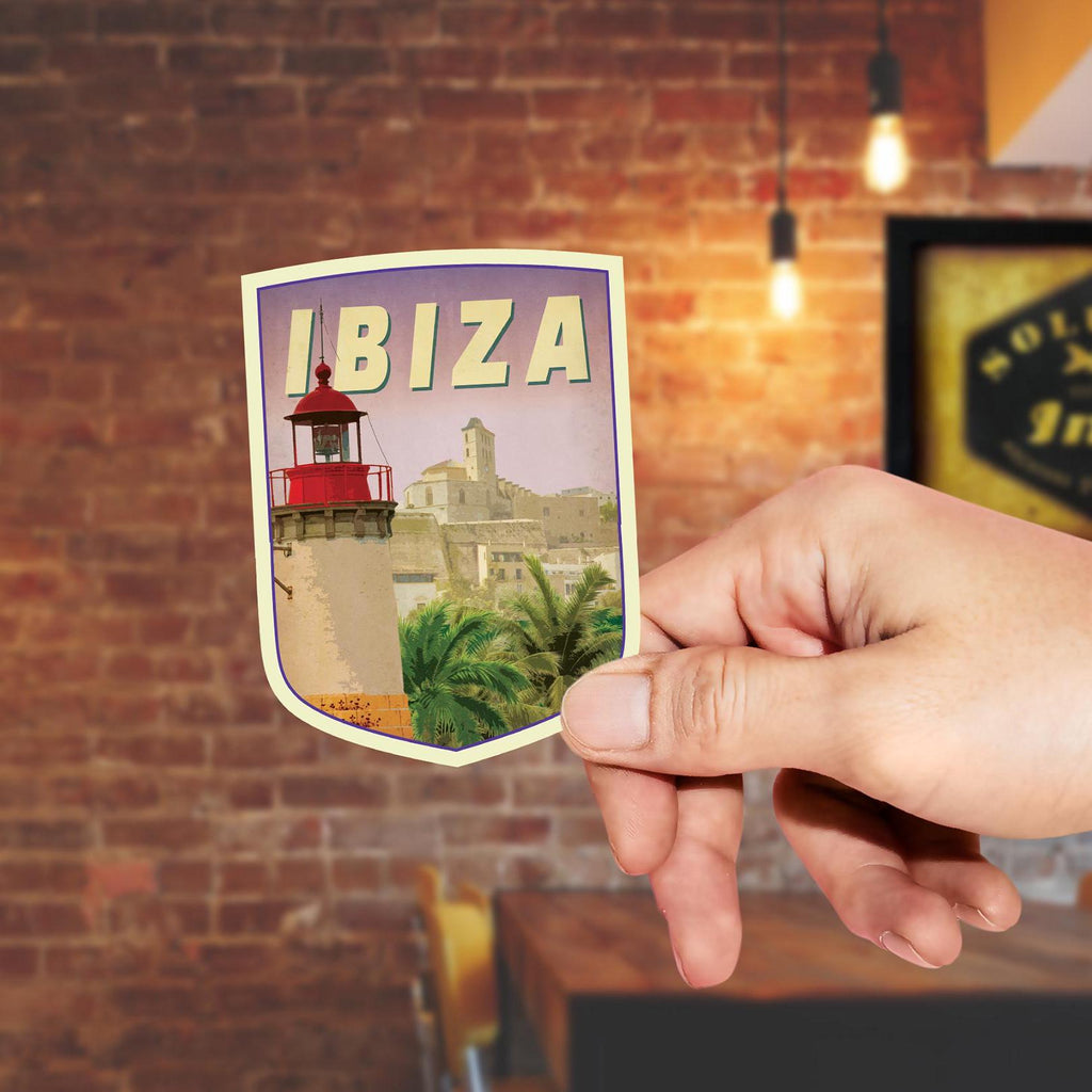 Ibiza Spain Travel Sticker: Vintage-Style Luggage Decal