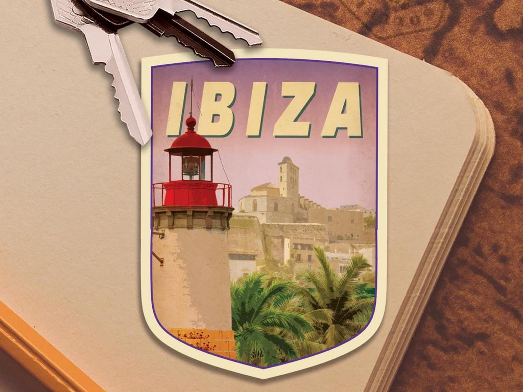 Ibiza Spain Travel Sticker: Vintage-Style Luggage Decal