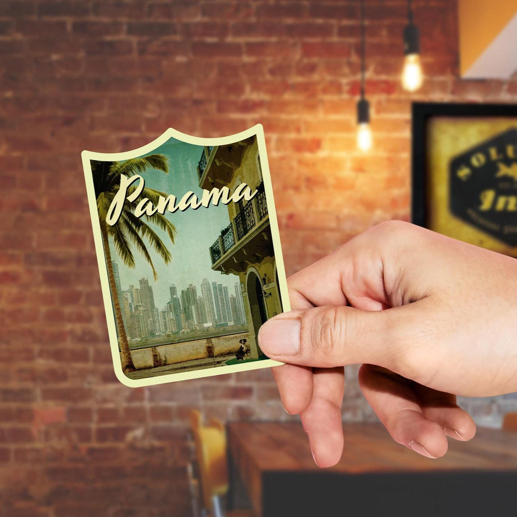 Panama travel sticker, vintage style decal for suitcase, luggage, laptop or water bottle