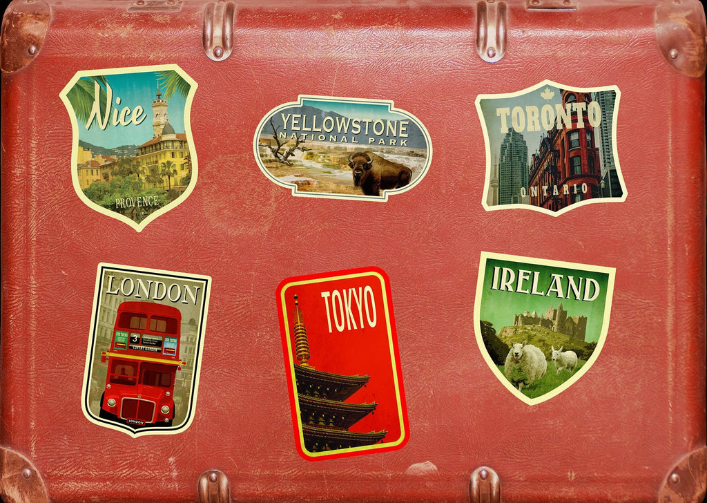 Yellowstone Travel Sticker: Retro Suitcase Laptop Decal - Wanderlust Gift