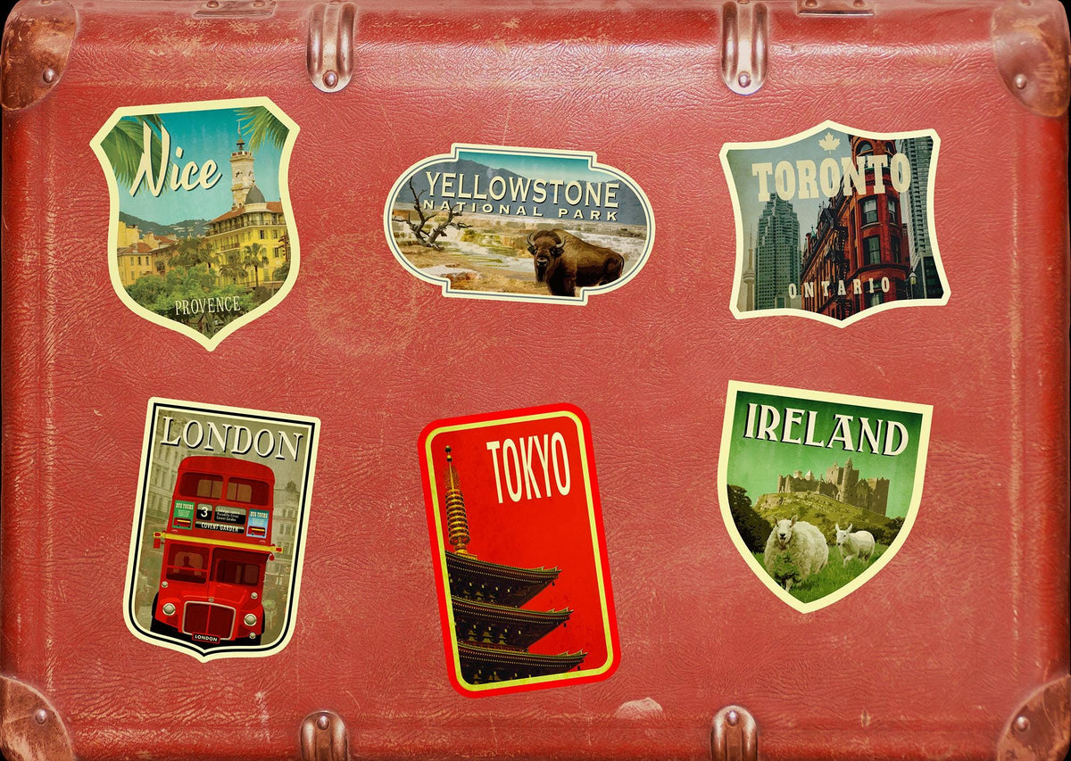 Yellowstone Travel Sticker: Retro Suitcase Laptop Decal - Wanderlust Gift