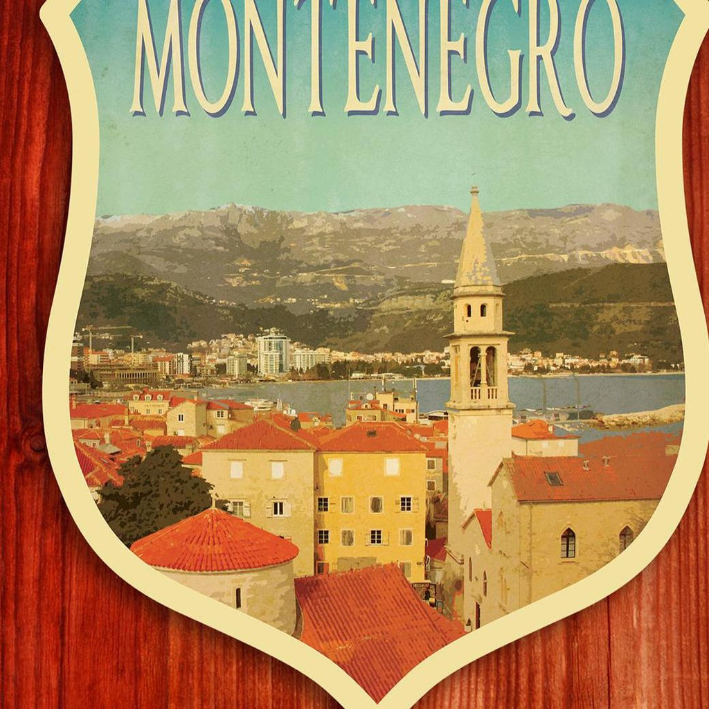 Montenegro Travel Sticker: Vintage style Luggage Decal