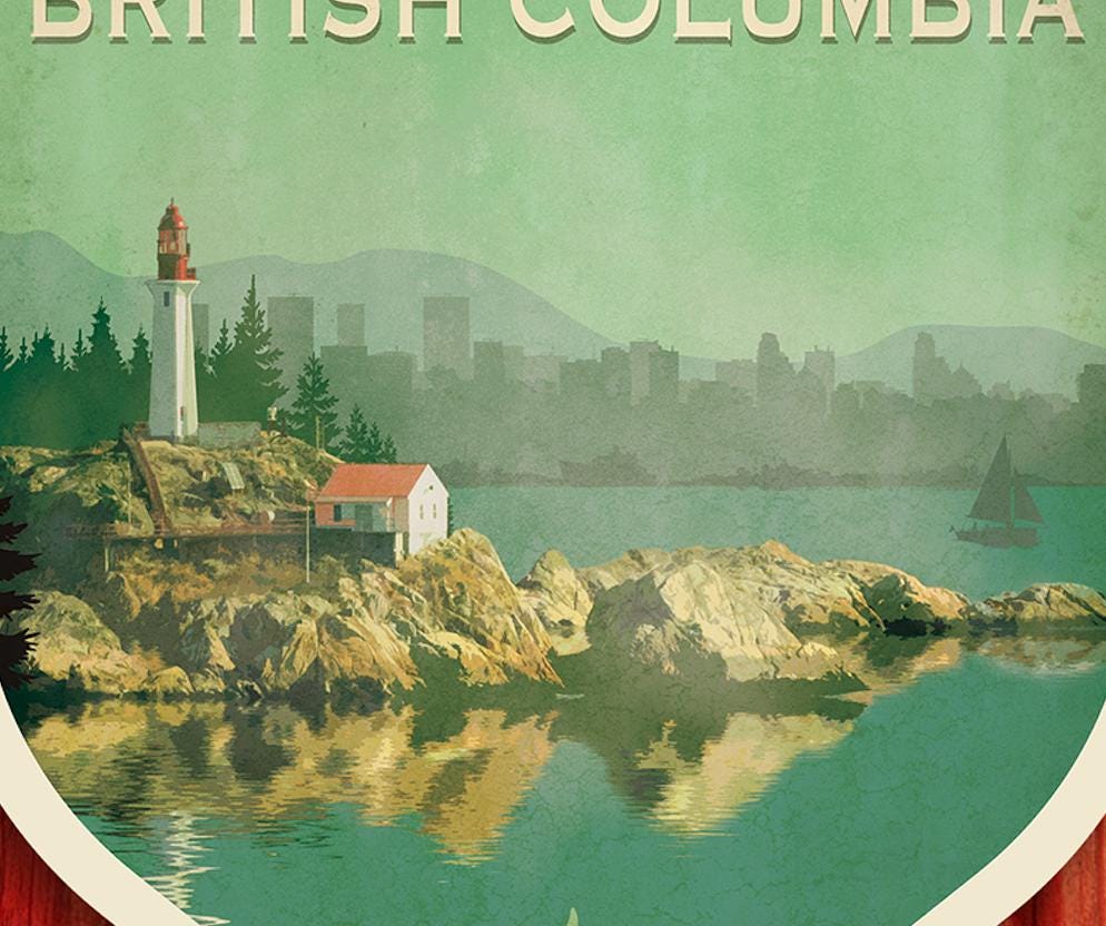 Vancouver travel sticker, vintage style decal for suitcase, luggage, laptop or water bottle