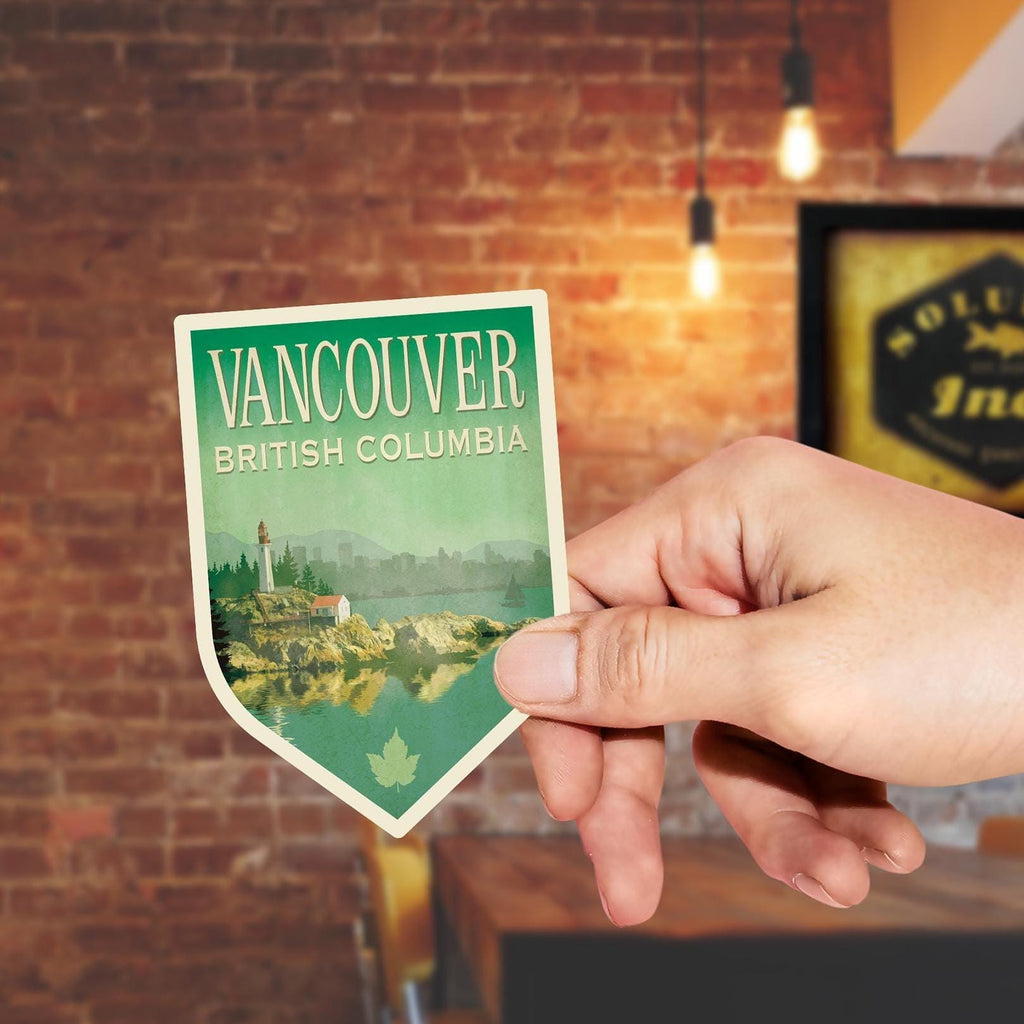 Vancouver travel sticker, vintage style decal for suitcase, luggage, laptop or water bottle