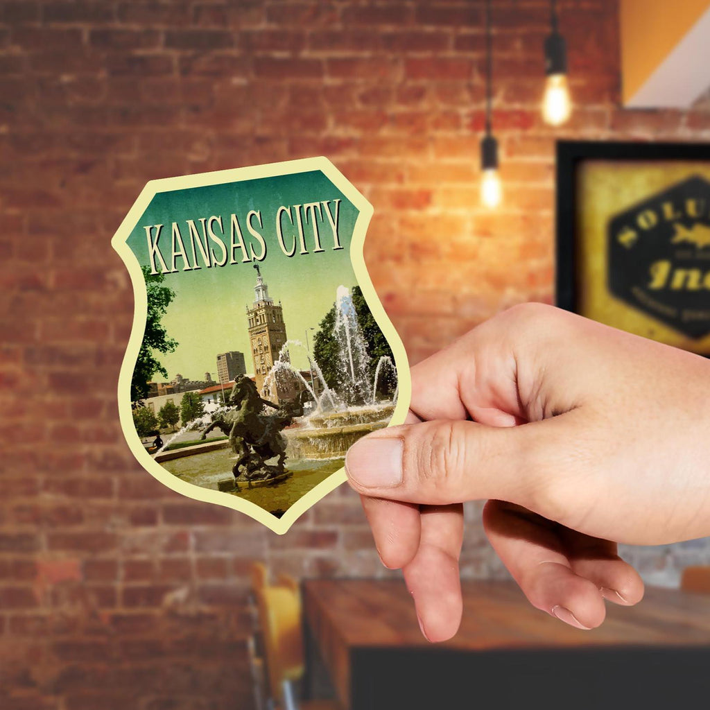 Kansas City travel sticker, vintage style decal for suitcase, luggage, laptop or water bottle