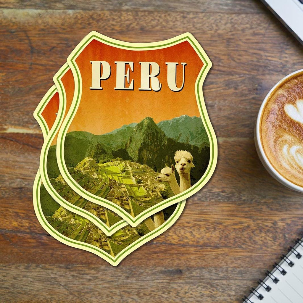 Peru travel sticker, vintage style decal for suitcase, luggage, laptop or water bottle