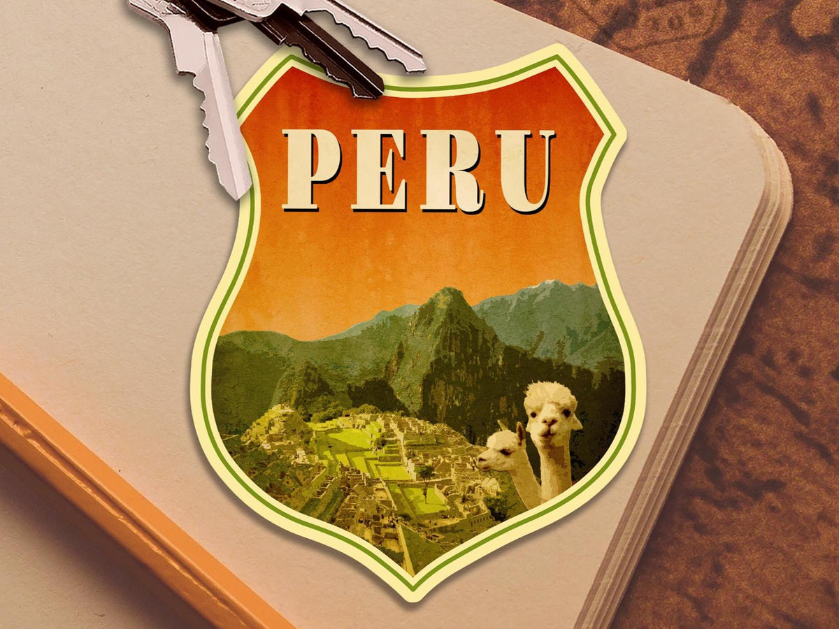 Peru travel sticker, vintage style decal for suitcase, luggage, laptop or water bottle