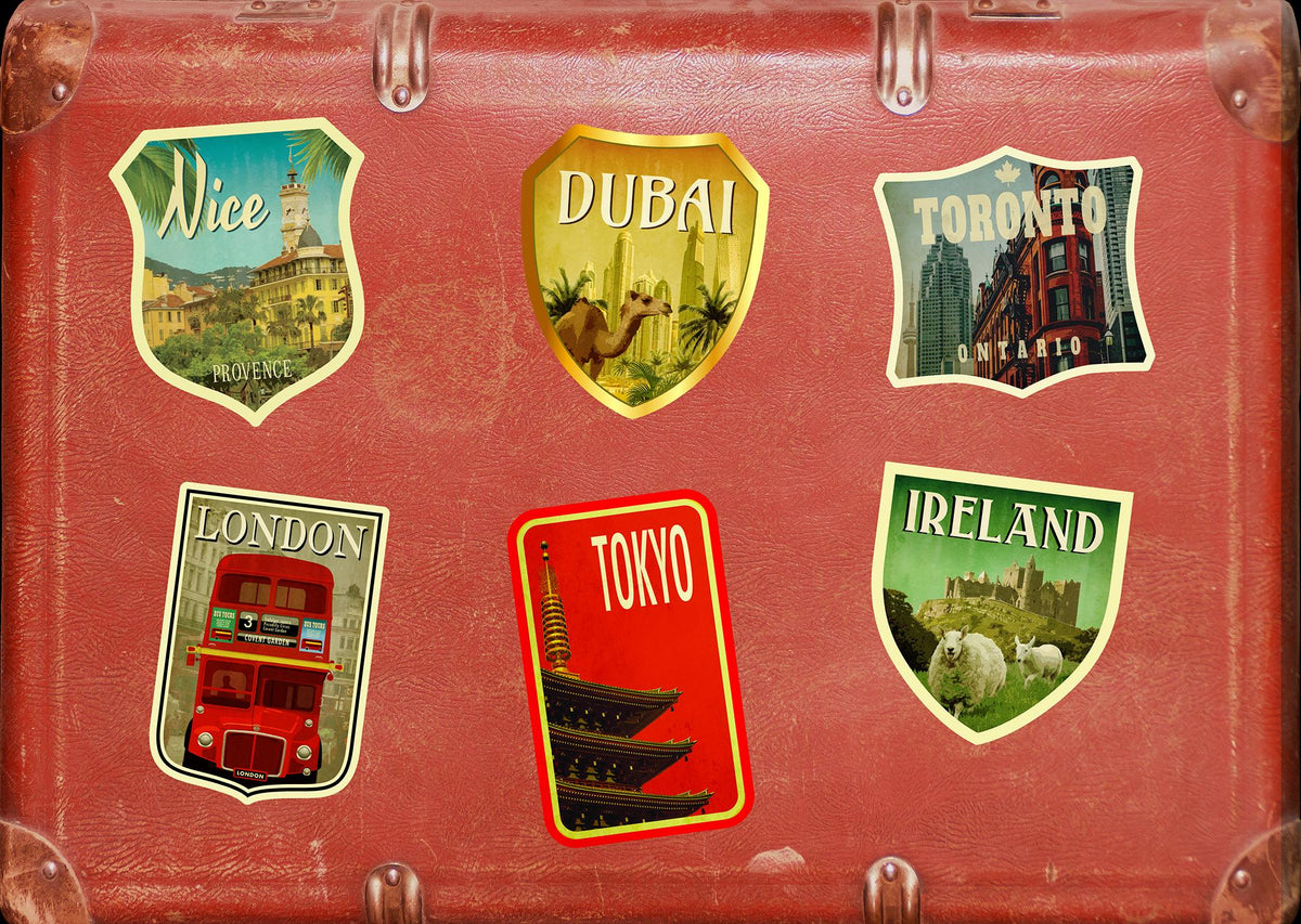 Dubai travel sticker, vintage style decal for suitcase, luggage, laptop or water bottle
