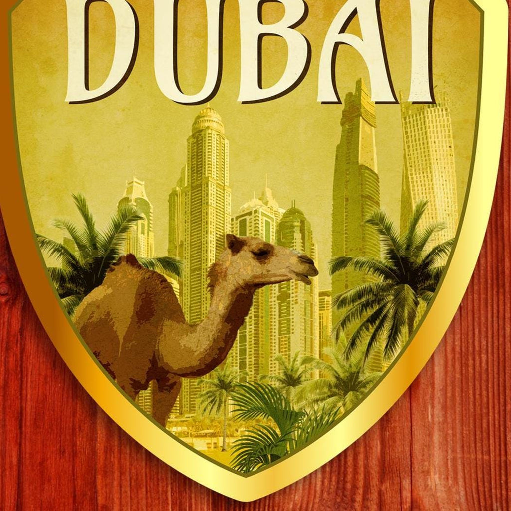 Dubai travel sticker, vintage style decal for suitcase, luggage, laptop or water bottle
